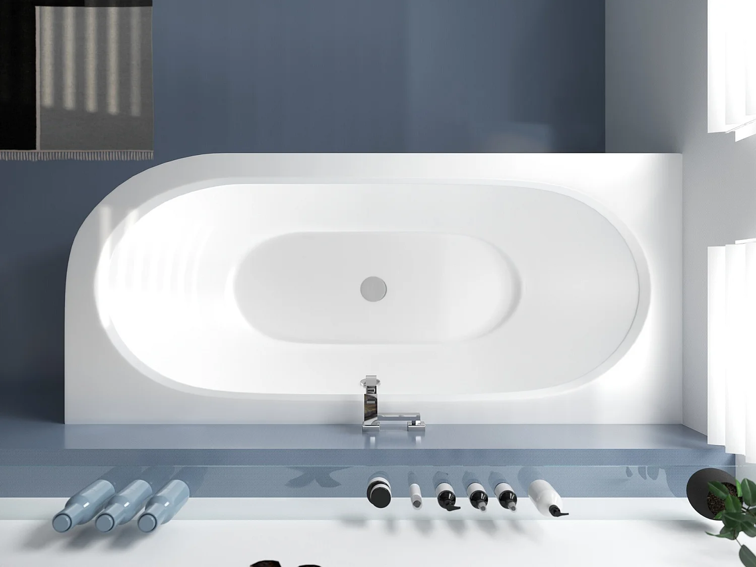 Badewanne Eckwanne AVITA 180x80 Links mit AcrylSchürze | Ablauf & Füße GRATIS !