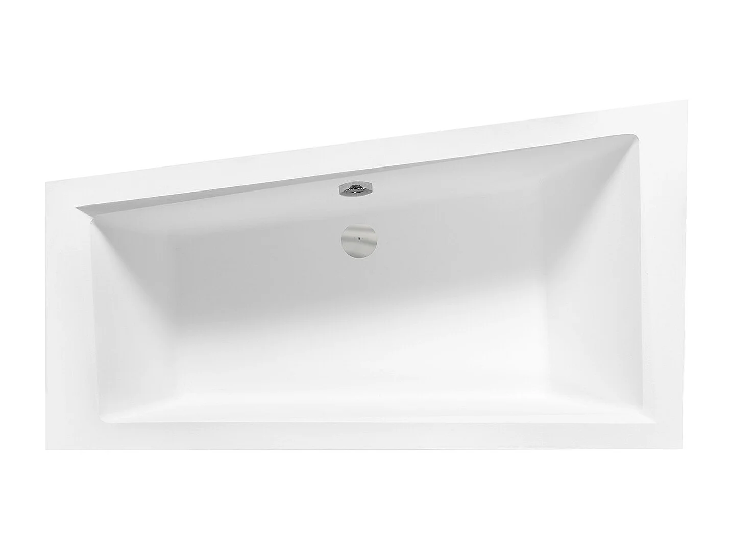 Baignoire asymétrique 150x85 Gauche INTIMA acrylique blanc, sans Habillage + Pieds + Vidage à chromé