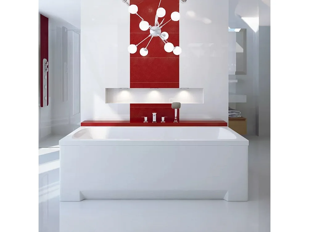 Baignoire rectangulaire 170x70 OPTIMA PREMIUM acrylique blanc + Habillage en polystyrène + Poignées + Repose Tête + Pieds + Vidage à chromé