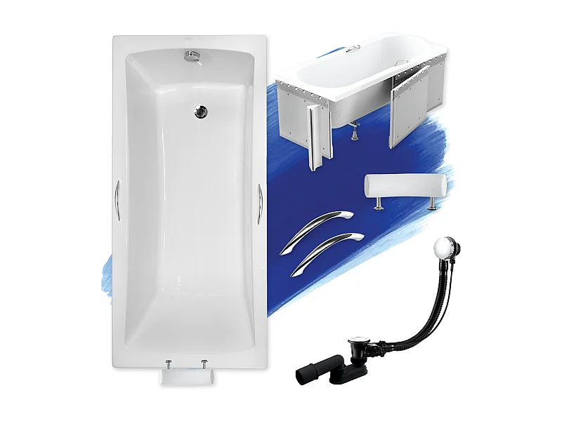 Badewanne Rechteck OPTIMA PREMIUM 170x70 mit Styroporverkleidung | Ablauf & Füße GRATIS !