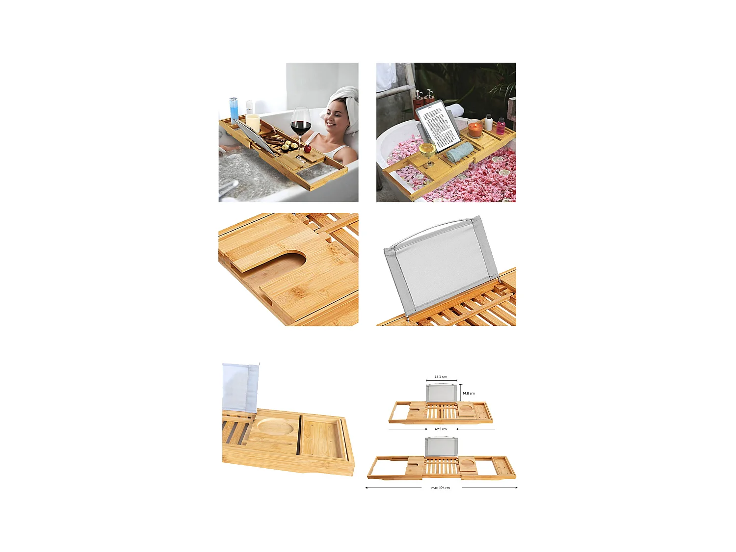 Badewanne Rechteck MODERN 130x70  + Kopfstütze KODI + Bambus Badewannenablage | Ablauf & Füße GRATIS !