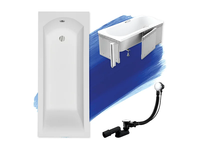 Rechthoekige badkuip SHEA 150x70 met piepschuim bekleding | Afvoer &amp; poten GRATIS!