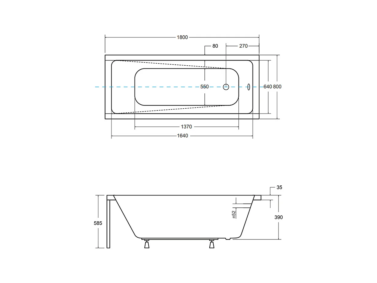 Badewanne Rechteck MODERN 180x80 mit Wannenträger | Ablauf & Füße GRATIS !