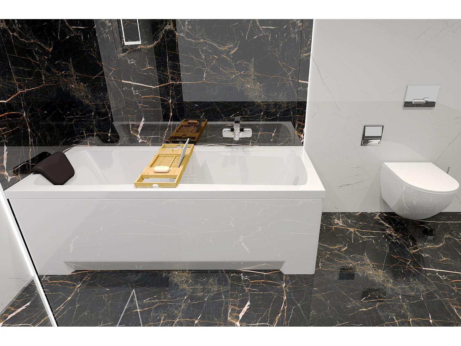 Baignoire rectangulaire 160x70 OPTIMA acrylique blanc, sans Habillage + Repose Tête + Pieds + Vidage à chromé