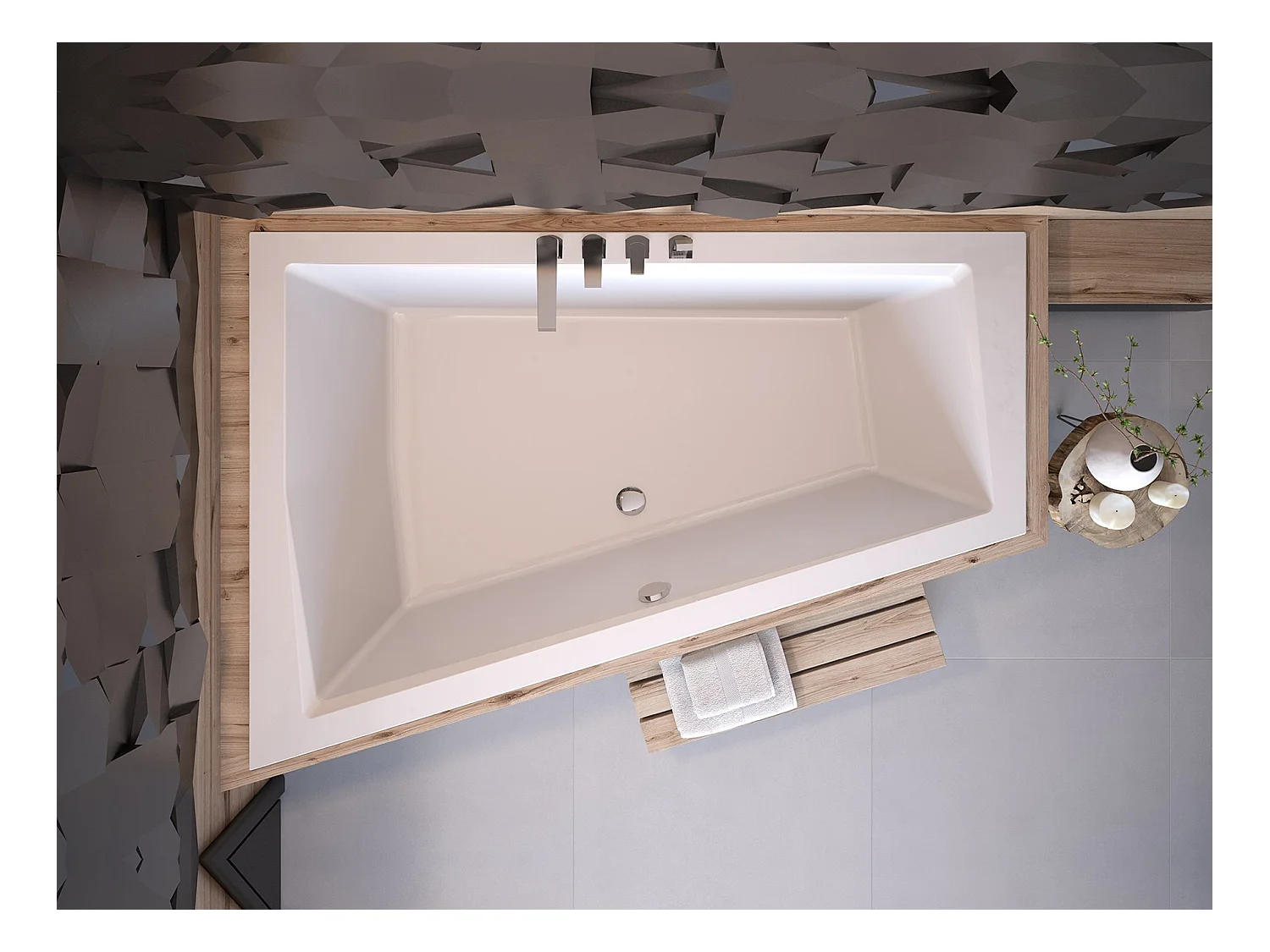 Badewanne Eckwanne INTIMA SLIM 170x125 Links mit 2x Kopfstützen | Ablauf & Füße GRATIS !