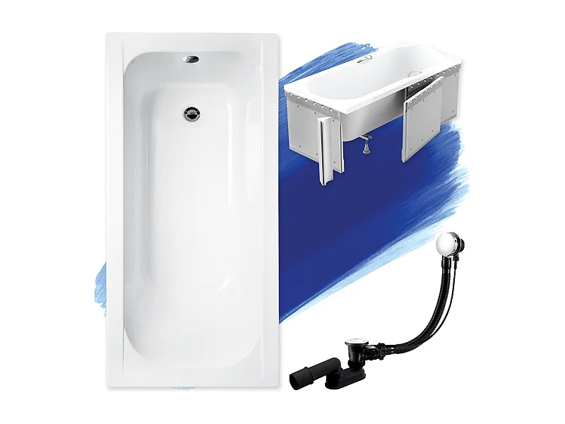 Badewanne Rechteck CONTINEA 150x70 mit Styroporverkleidung | Ablauf & Füße GRATIS !