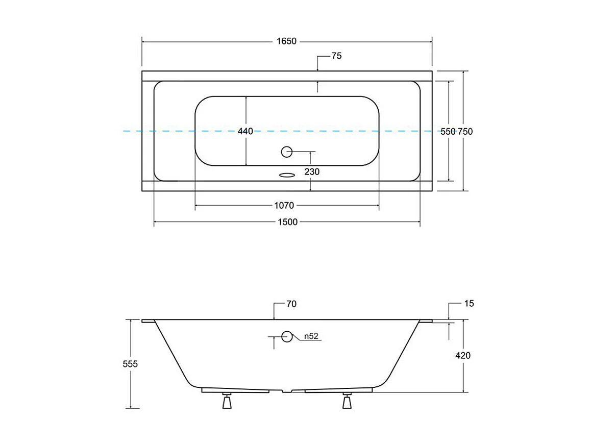 Badewanne Rechteck QUADRO SLIM 165x75 mit Styroporverkleidung | Ablauf & Füße GRATIS !