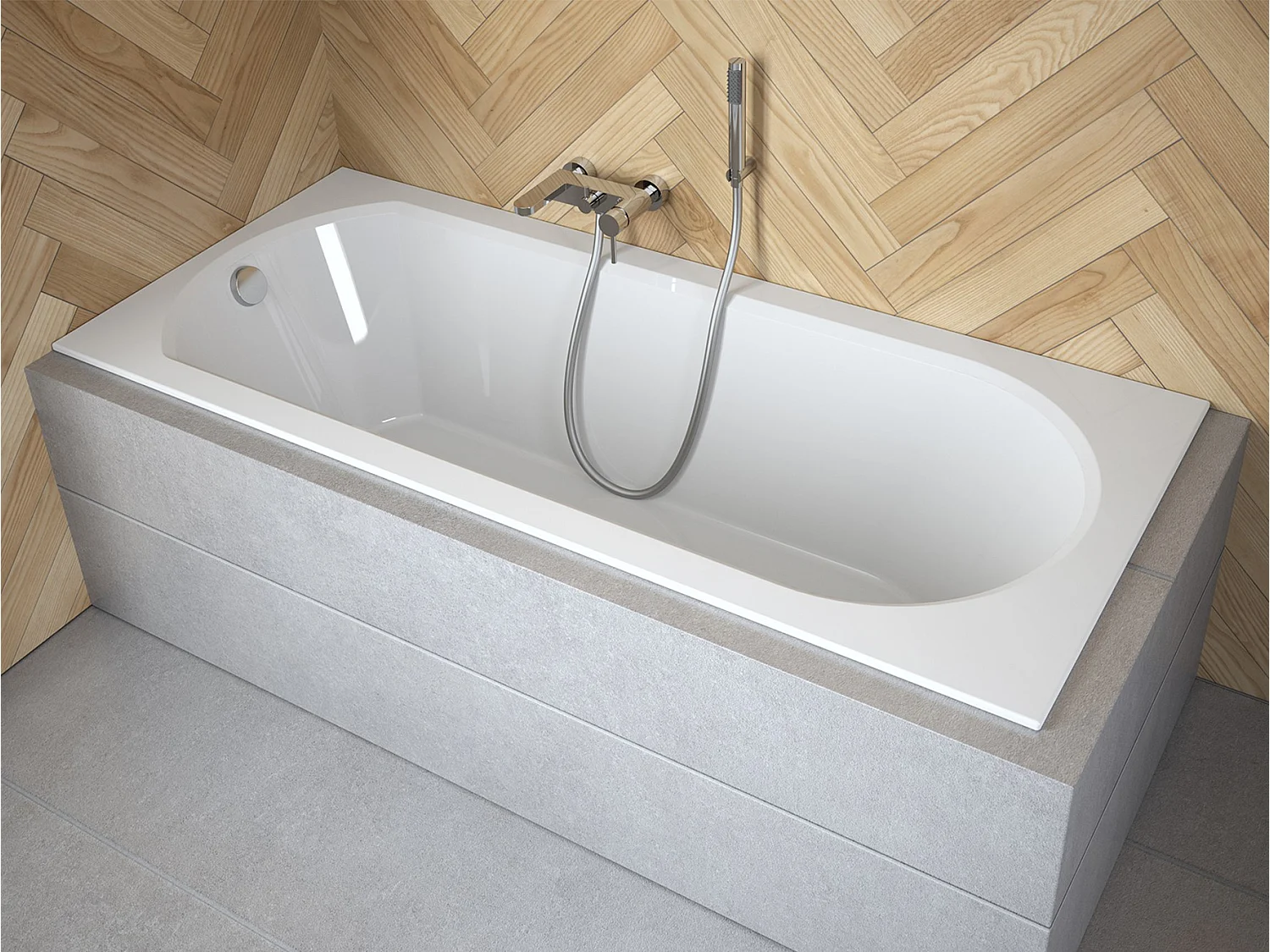 Badewanne Rechteck INTRICA SLIM 150x75 mit Styroporverkleidung | Ablauf & Füße GRATIS !