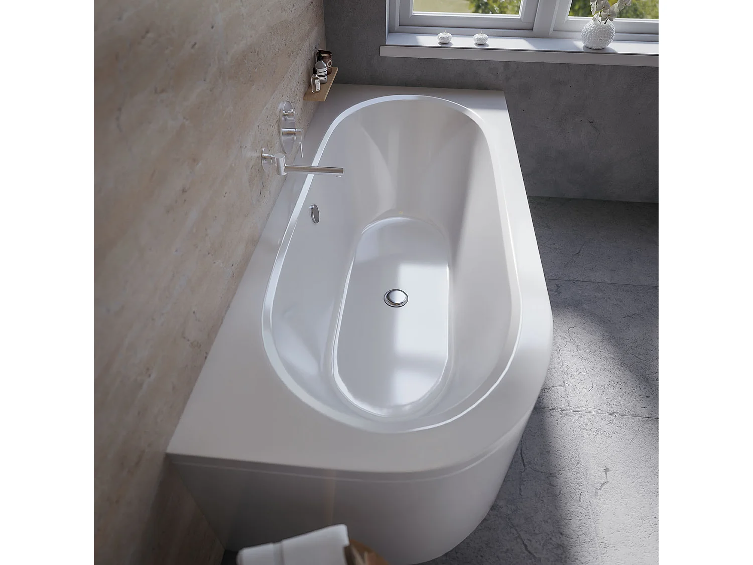 Badewanne Eckwanne AVITA 180x80 Rechts mit AcrylSchürze | Ablauf & Füße GRATIS !