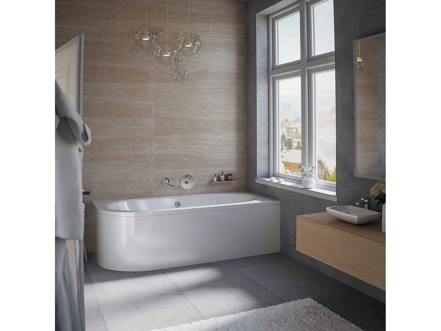 Badewanne Eckwanne AVITA 180x80 Rechts mit AcrylSchürze | Ablauf & Füße GRATIS !