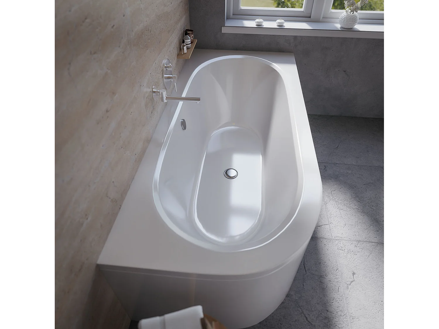 Badewanne Eckwanne AVITA 180x80 Rechts mit AcrylSchürze | Ablauf & Füße GRATIS !