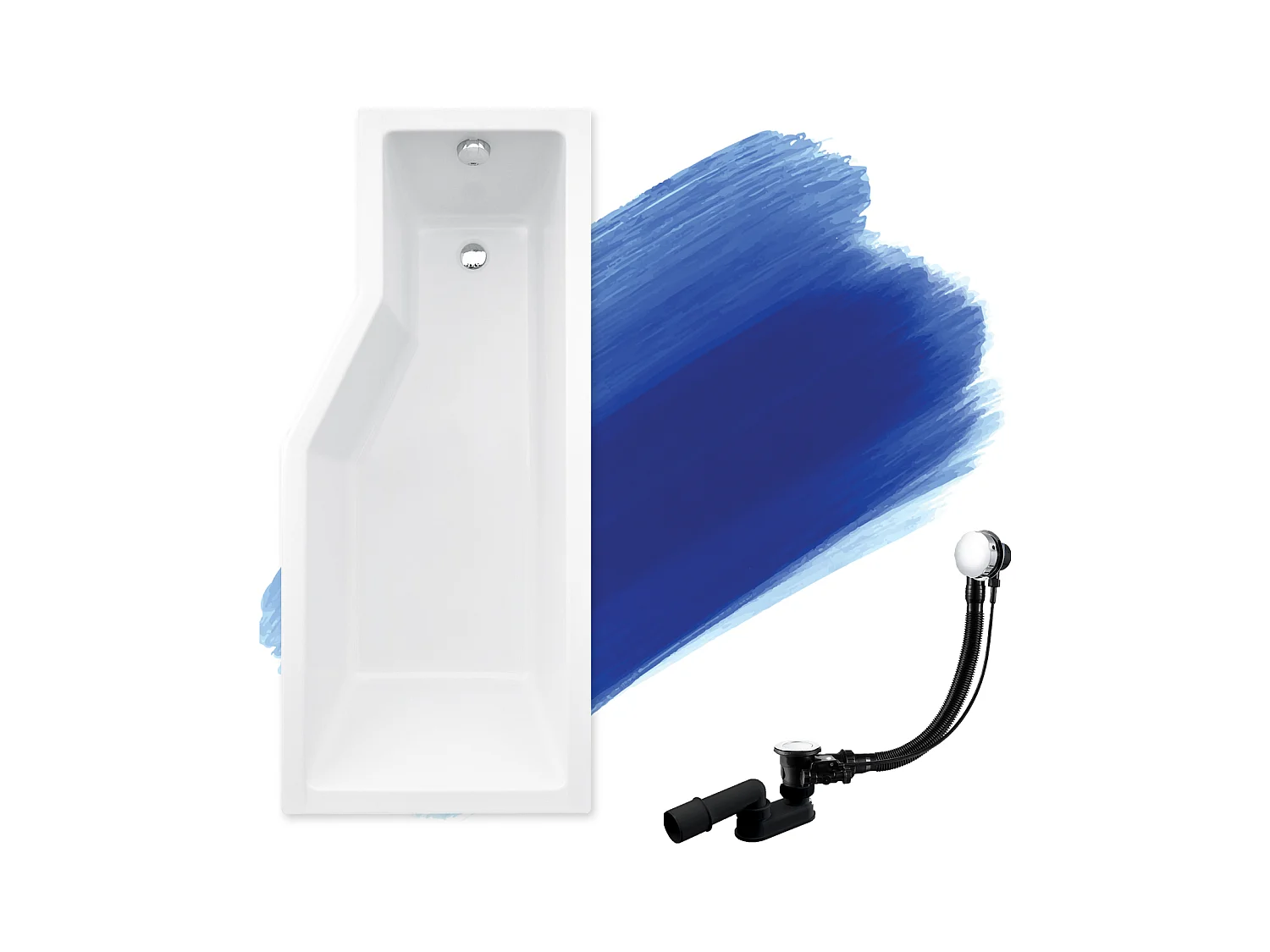 Hoekbad INTEGRA 170x75 rechts met glazen afscheiding 3-delig | Afvoer &amp; voeten GRATIS!