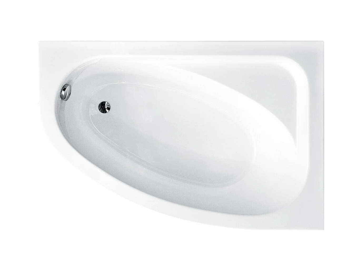 Baignoire asymétrique 140x80 Droite CORNEA acrylique blanc, sans Habillage + Pieds + Vidage à chromé