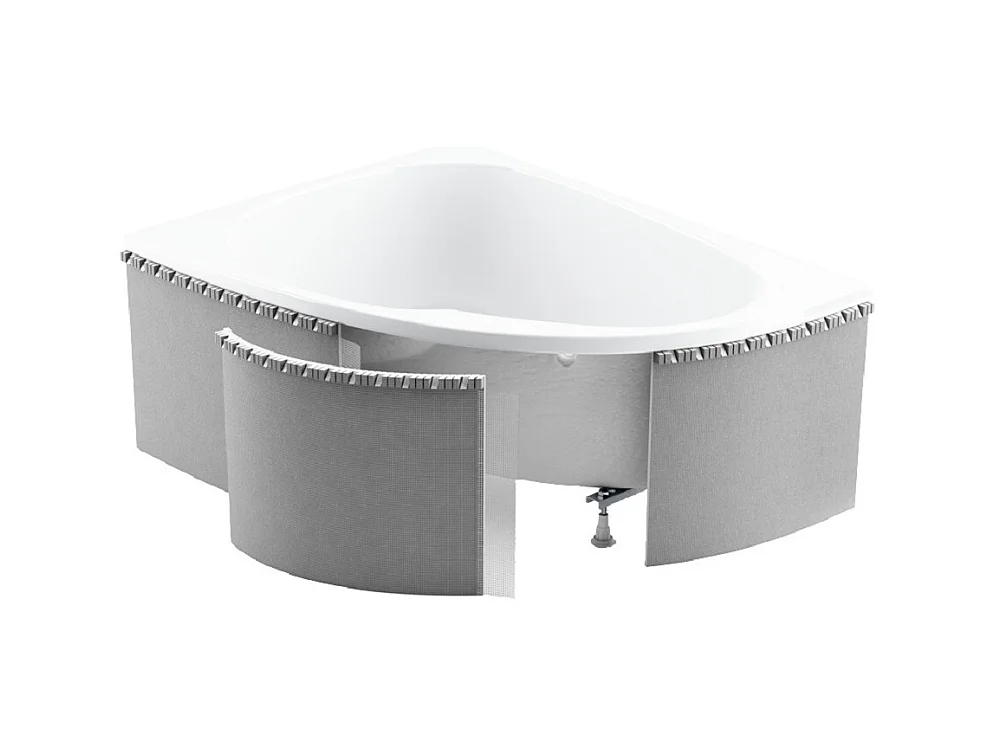 Hoekbadkuip BIANKA 150x95 links met piepschuim bekleding | Afvoer &amp; poten GRATIS!