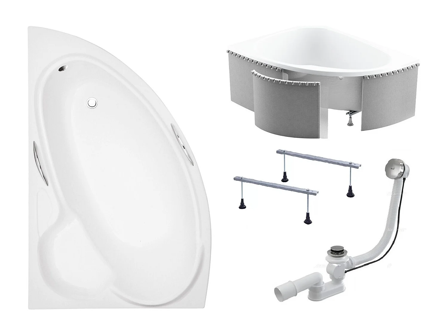 Badewanne Eckwanne BIANKA 150x95 Links mit Styroporverkleidung | Ablauf & Füße GRATIS !