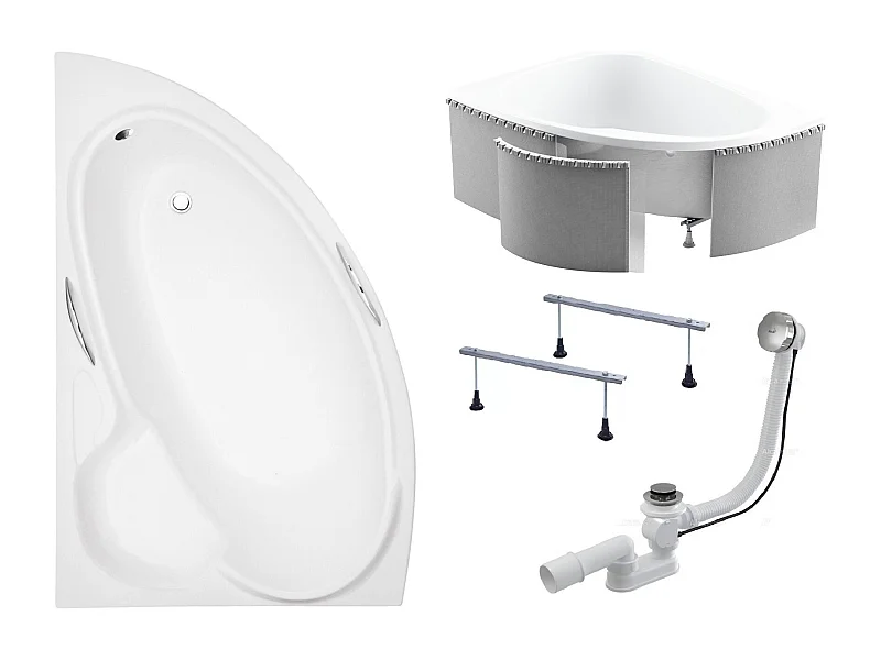 Badewanne Eckwanne BIANKA 150x95 Links mit Styroporverkleidung | Ablauf & Füße GRATIS !