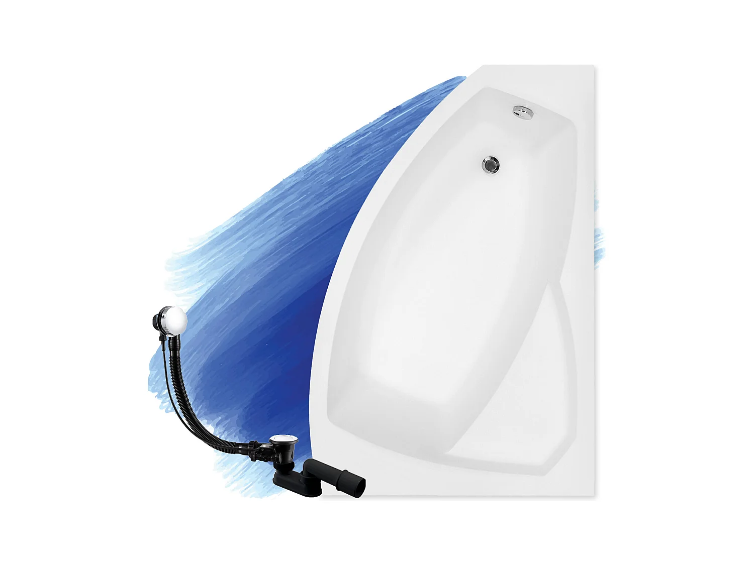Badewanne Eckwanne RIMA 130x85 Rechts | Ablauf & Füße GRATIS !