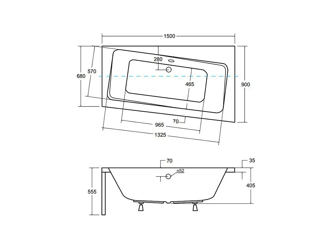 Badewanne Eckwanne INFINITY 150x90 Rechts mit Styroporverkleidung | Ablauf & Füße GRATIS !