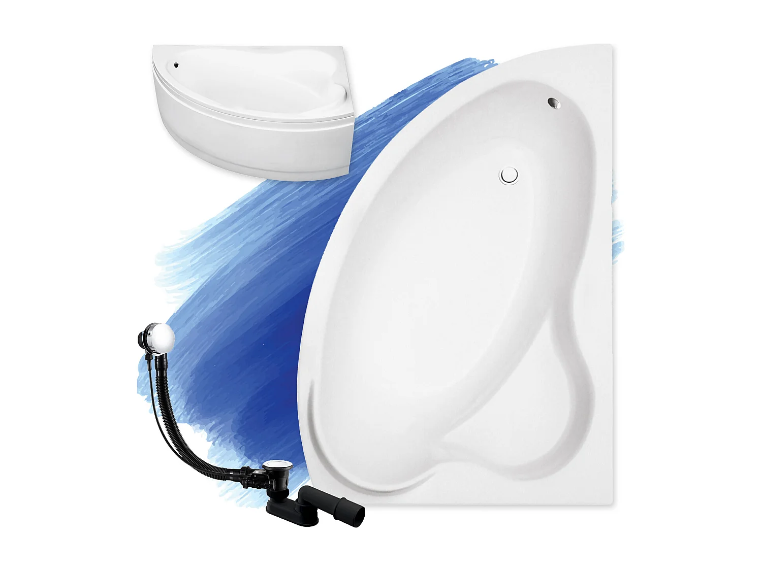 Badewanne Eckwanne ADA 140x90 Rechts mit AcrylSchürze | Ablauf & Füße GRATIS !