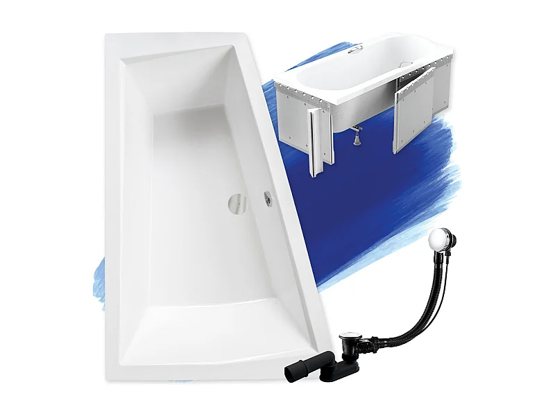Badewanne Eckwanne INTIMA 180x125 Links mit Styroporverkleidung | Ablauf & Füße GRATIS !