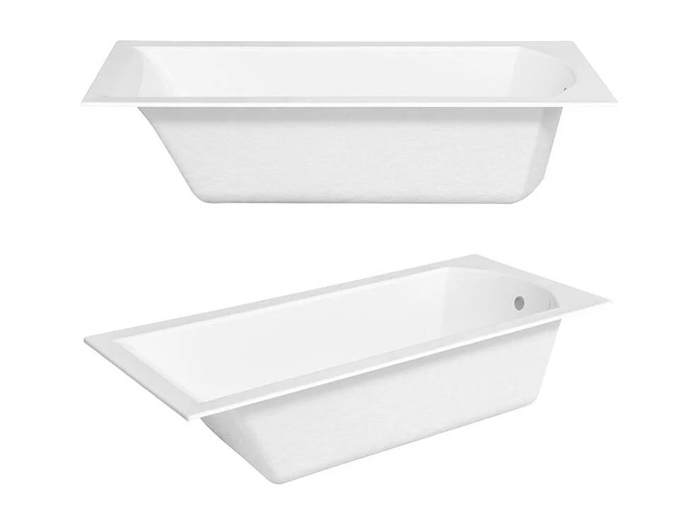 Baignoire rectangulaire 150x70 SHEA SLIM acrylique blanc, sans Habillage + Pieds + Vidage à chromé