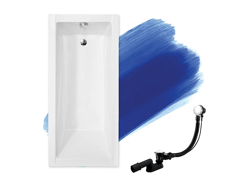 Baignoire rectangulaire 170x70 MODERN SLIM acrylique blanc, sans Habillage + Pieds + Vidage à chromé