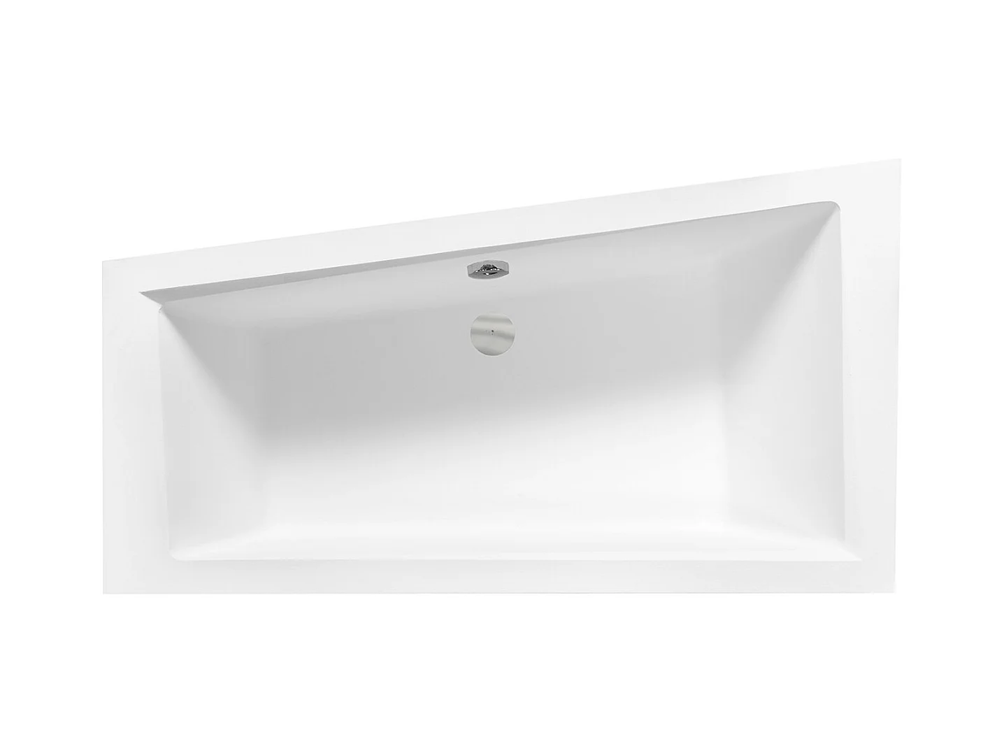 Baignoire asymétrique 170x125 Gauche INTIMA acrylique blanc, sans Habillage + Repose Tête + Pieds + Vidage à chromé
