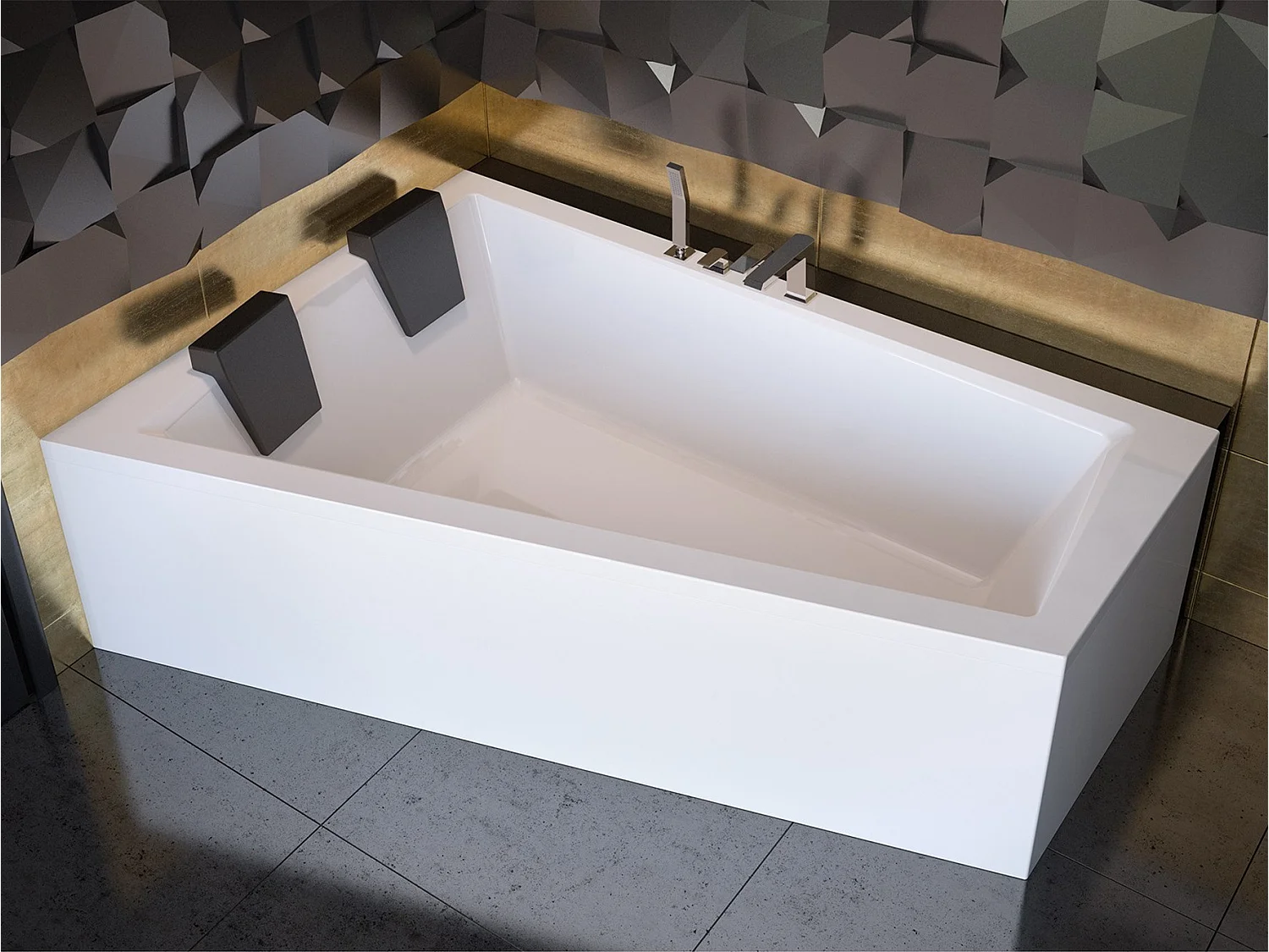 Badewanne Eckwanne INTIMA 170x125 Links mit 2x Kopfstützen | Ablauf & Füße GRATIS !