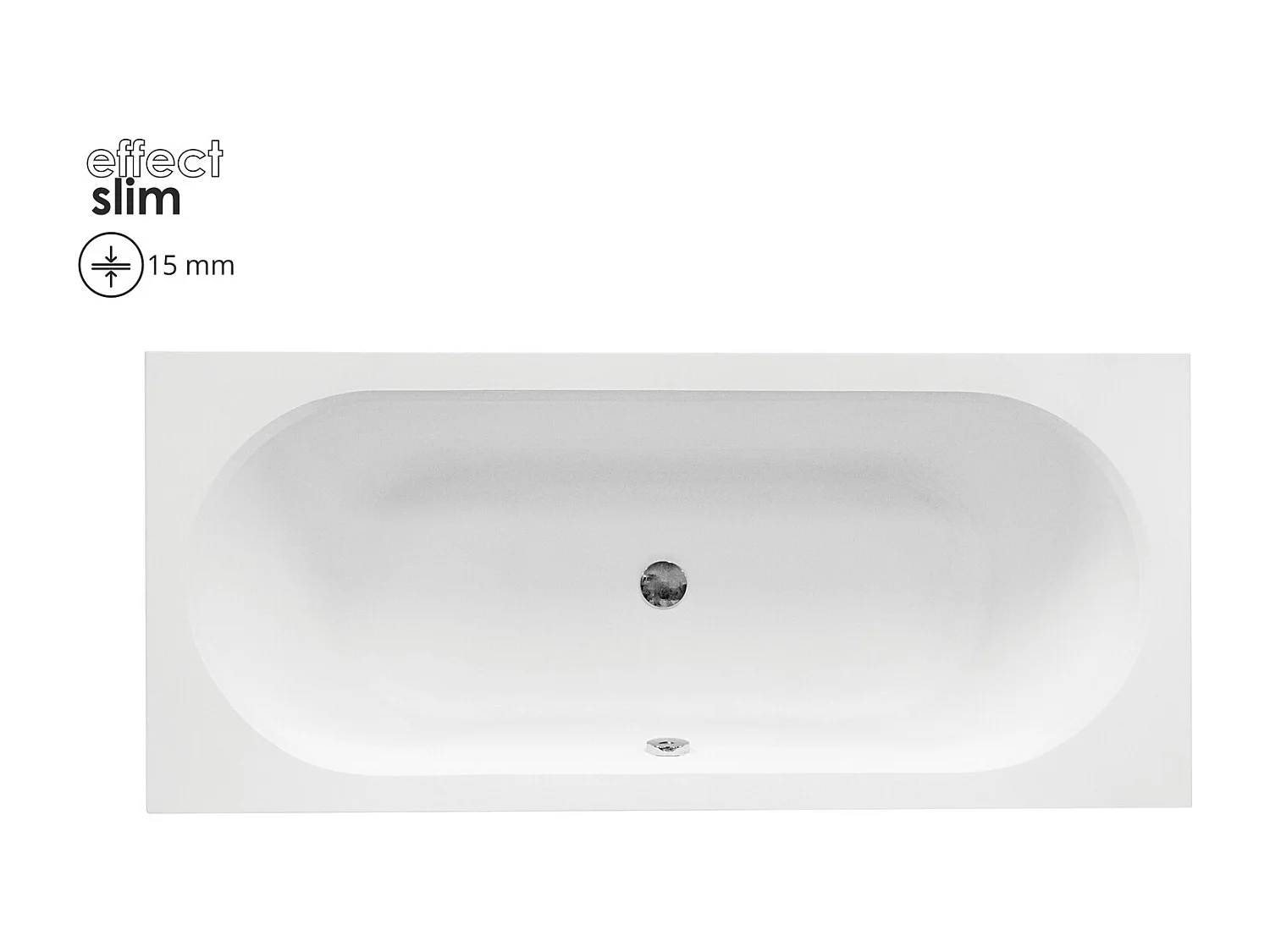 Baignoire rectangulaire 170x75 VITAE SLIM acrylique blanc, sans Habillage + Pieds + Vidage à chromé