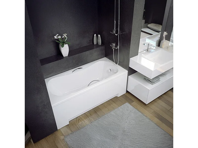 Rechthoekige badkuip ARIA PLUS 130x70 met piepschuim bekleding en handgrepen | Afvoer &amp; poten GRATIS!