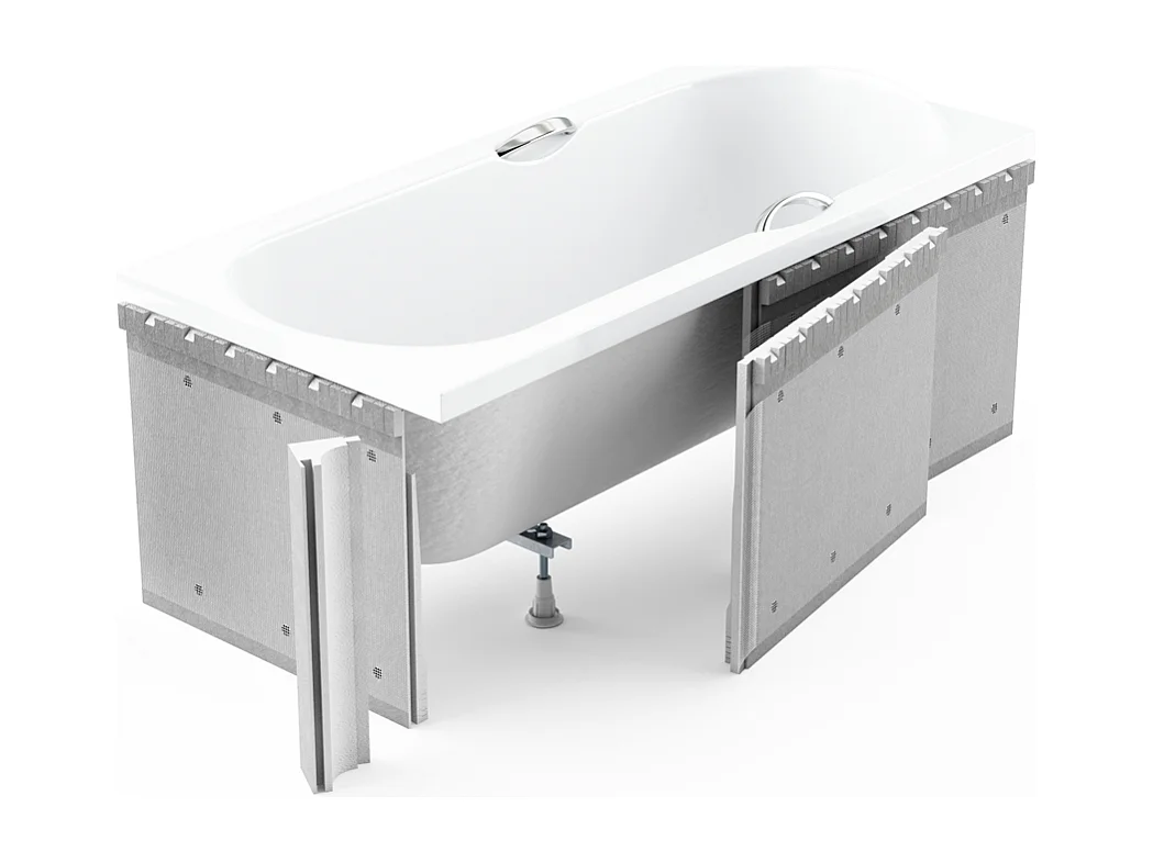 Rechthoekige badkuip QUADRO 175x80 met piepschuim bekleding | Afvoer &amp; voeten GRATIS!