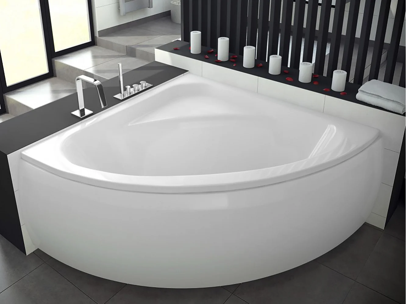 Badewanne Eckwanne LUKSJA 148x148 mit Styroporverkleidung | Ablauf & Füße GRATIS !