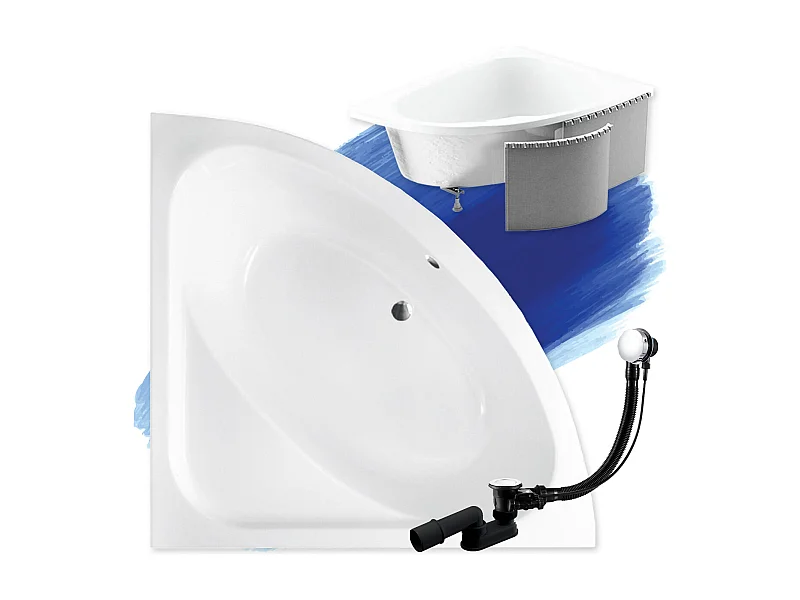 Badewanne Eckwanne LUKSJA 148x148 mit Styroporverkleidung | Ablauf & Füße GRATIS !