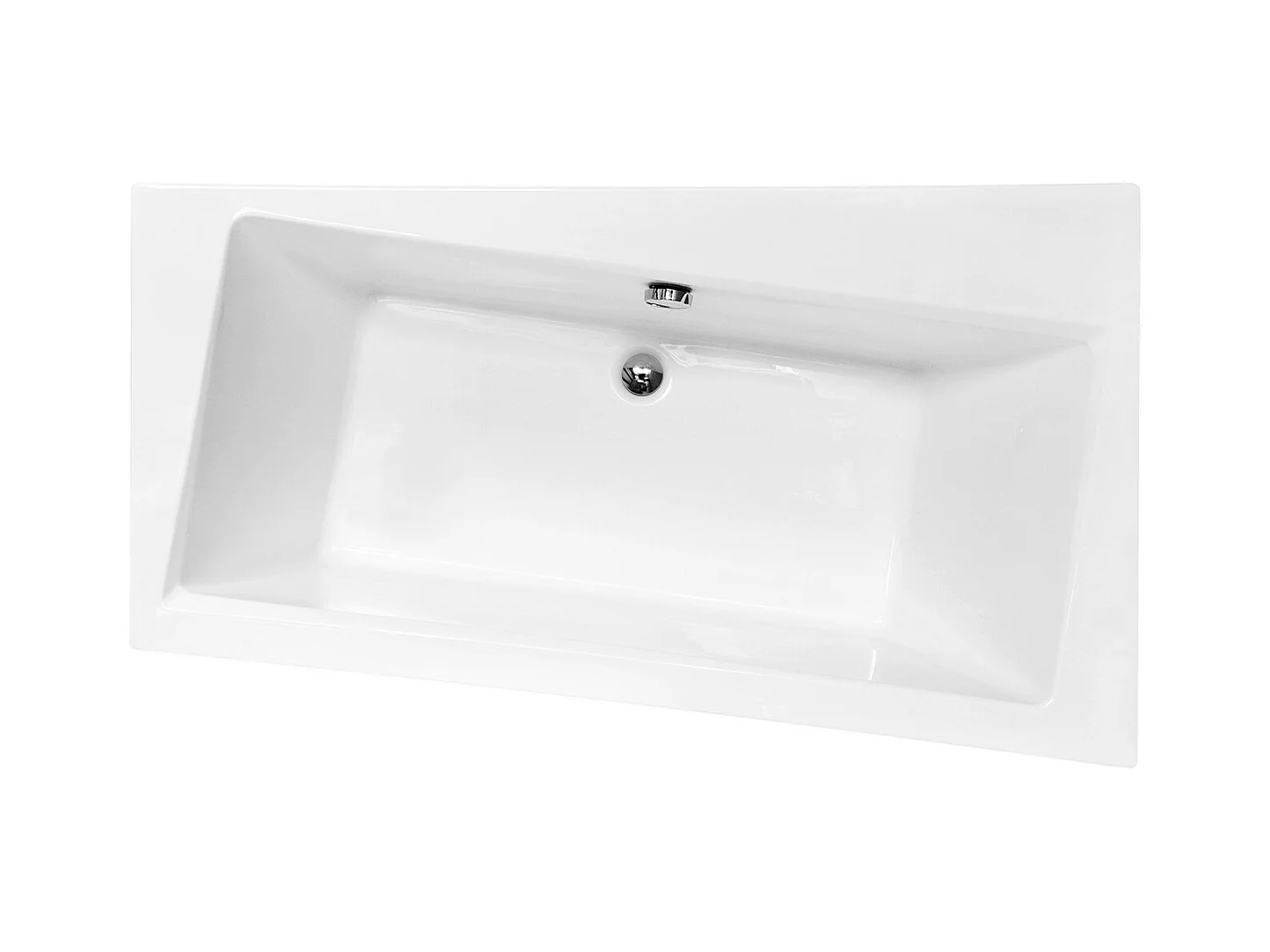 Baignoire asymétrique 150x90 Droite INFINITY acrylique blanc, sans Habillage + Pieds + Vidage à chromé