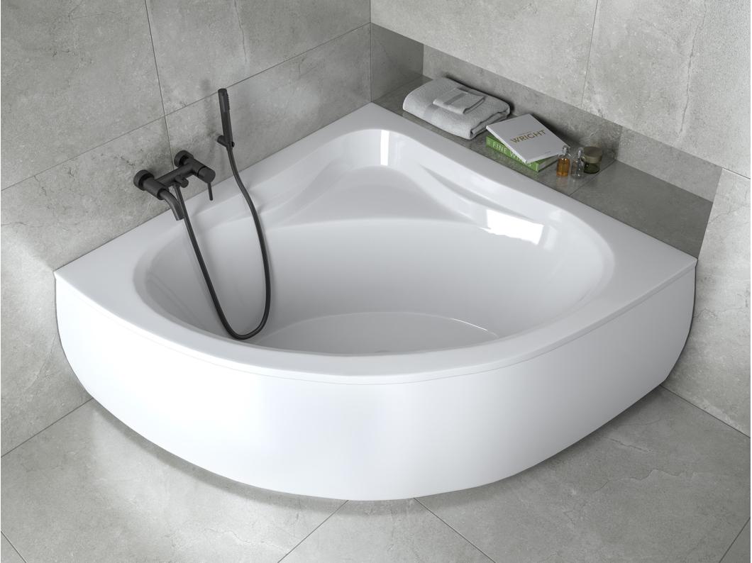 Hoekbad MIA 130x130 met acrylschort | Afvoer &amp; poten GRATIS!