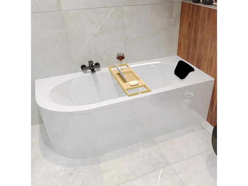 Hoekbad AVITA 170x75 rechts + hoofdsteun KODI | Afvoer &amp; voeten GRATIS!