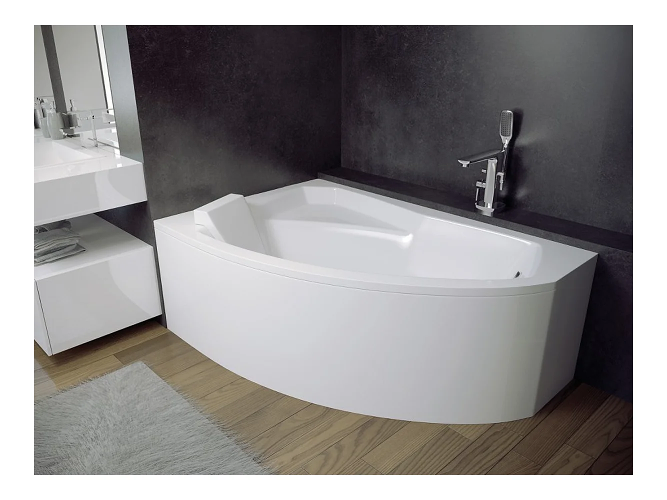 Badewanne Eckwanne RIMA 130x85 Links mit Styroporverkleidung | Ablauf & Füße GRATIS !