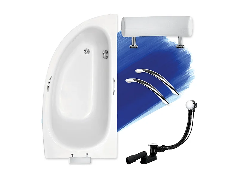 Badewanne Eckwanne MILENA PREMIUM 150x70 Rechts | Ablauf & Füße GRATIS !