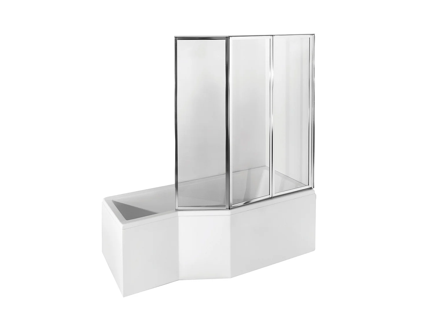 Hoekbad INTEGRA 170x75 rechts met acrylschort met glazen afscheiding 3-delig | Afvoer &amp; voeten GRATIS!