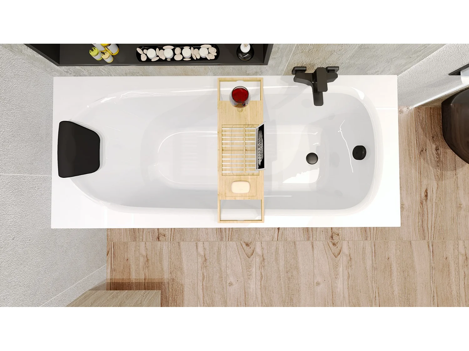 Badewanne Rechteck BONA 140x70 + Kopfstütze KODI | Ablauf & Füße GRATIS !