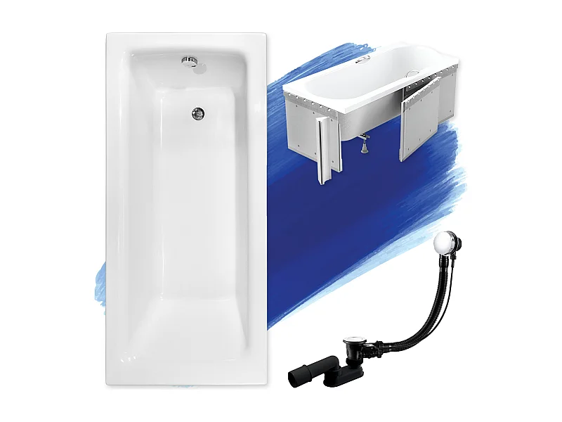 Badewanne Rechteck TALIA 160x75 mit Styroporverkleidung | Ablauf & Füße GRATIS !