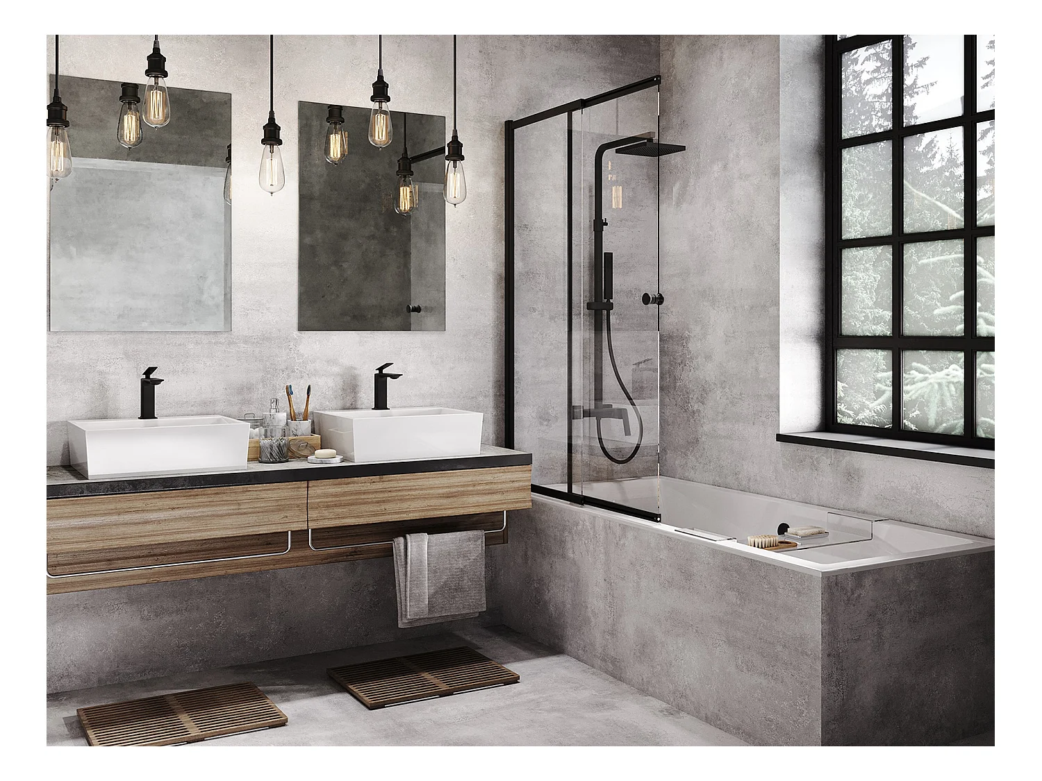 Baignoire rectangulaire 180x80 QUADRO SLIM acrylique blanc + Habillage en polystyrène (4 cm) + Pieds + Vidage à chromé