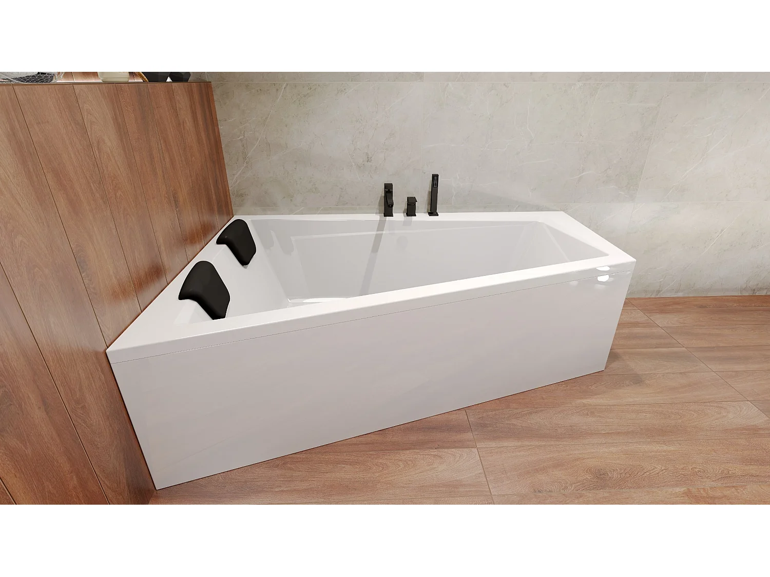 Badewanne Eckwanne INTIMA 150x85 Links + 1 Kopfstütze KODI | Ablauf & Füße GRATIS !