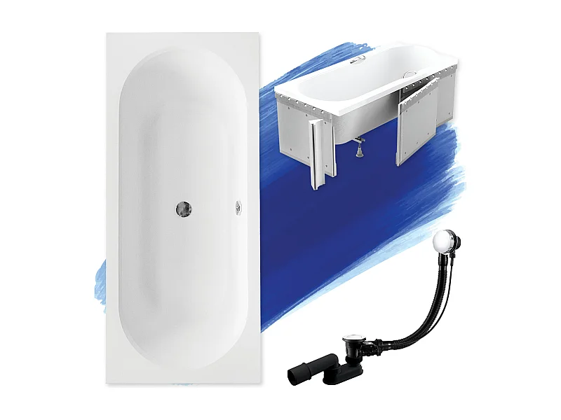 Badewanne Rechteck VITAE 180x80 mit Styroporverkleidung | Ablauf & Füße GRATIS !