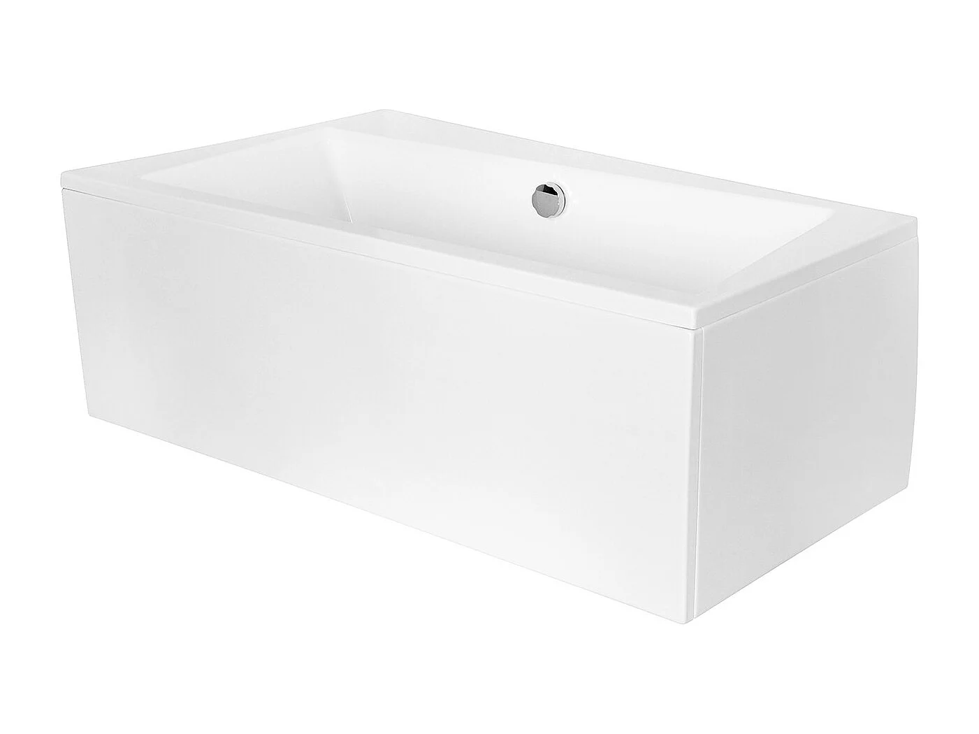 Baignoire asymétrique 170x110 Gauche INFINITY acrylique blanc + avec Tablier + Pieds + Vidage à chromé