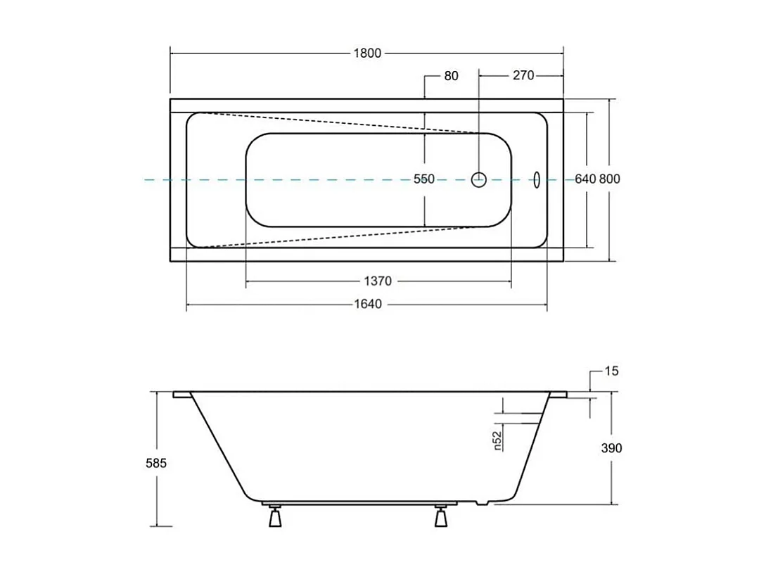 Badewanne Rechteck MODERN SLIM 180x80 | Ablauf & Füße GRATIS !