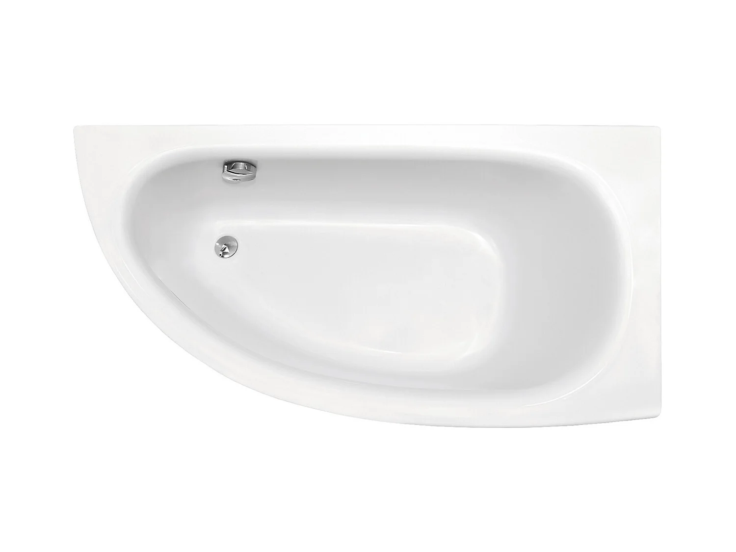 Baignoire asymétrique 150x70 Droite MILENA acrylique blanc + Habillage en polystyrène + Pieds + Vidage à chromé
