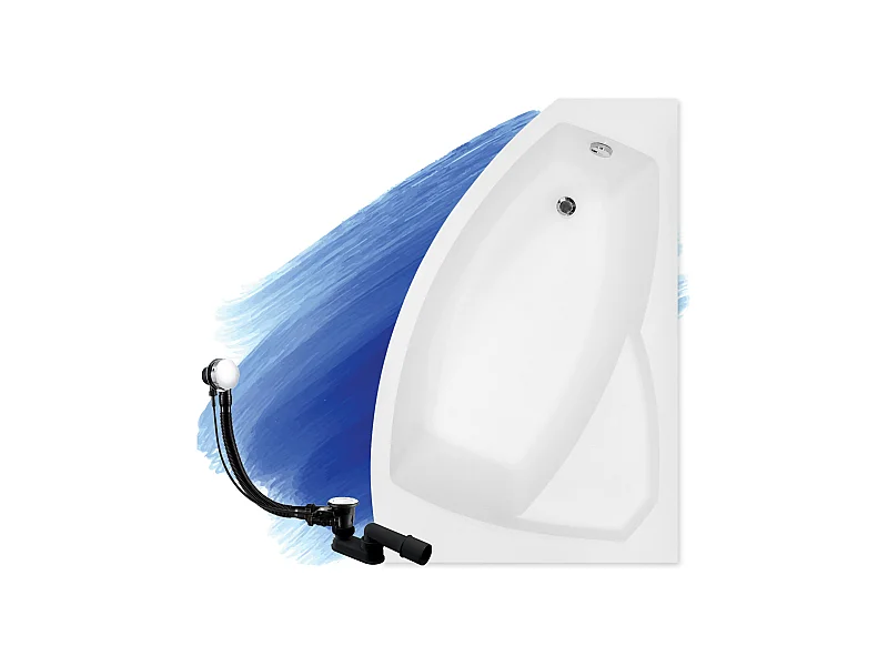 Badewanne Eckwanne RIMA 160x100 Rechts | Ablauf & Füße GRATIS !