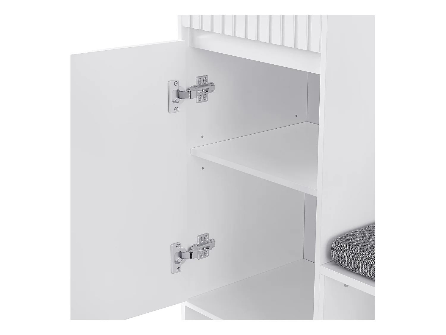 Taquilla con 2 puertas y 1 cajón - 4 ganchos y 5 compartimentos abiertos - blanco