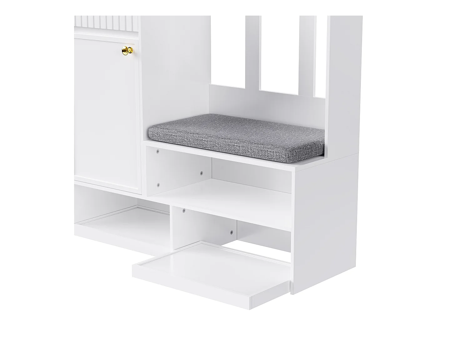 Taquilla con 2 puertas y 1 cajón - 4 ganchos y 5 compartimentos abiertos - blanco